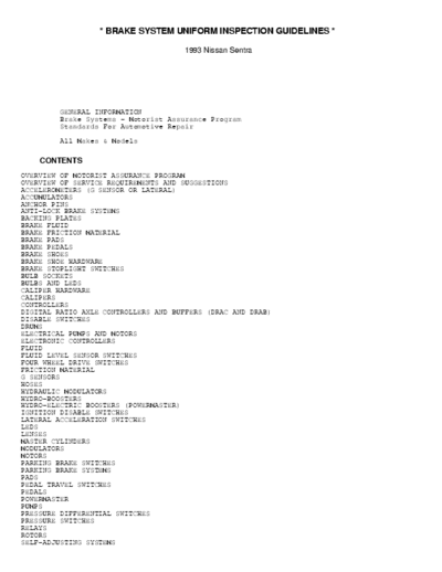 Nissan 90 ~93 Nissan B13 brake system uniform inspection guidelines